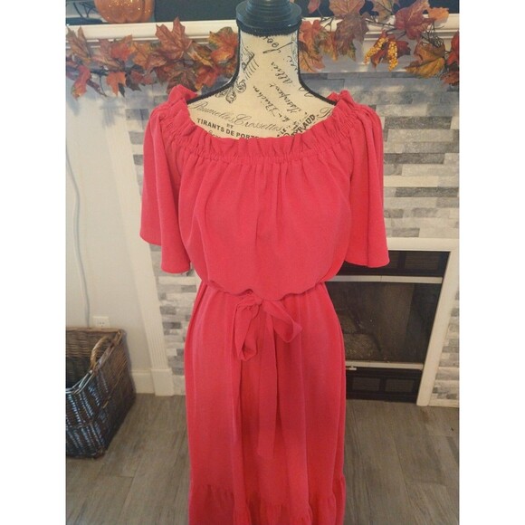 Flying tomatoe Ruffled Maxi Dress Small Pink Boho Feminine Cottagecore - Picture 6 of 11